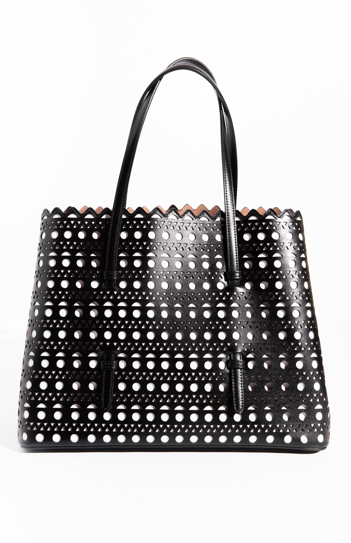 ALAIA Black & White "Mina" Top Handle Bag
