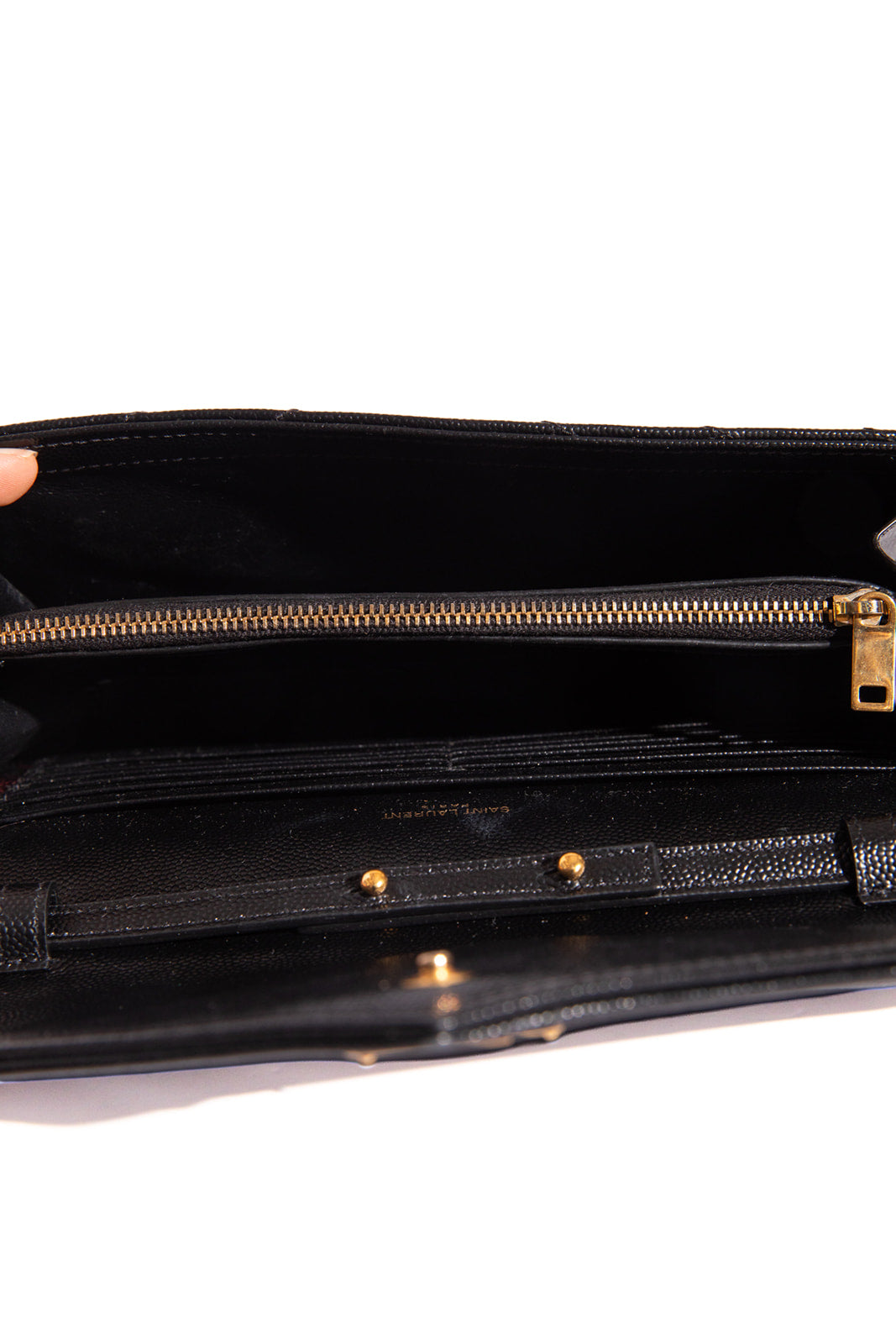 SAINT LAURENT Black Cassandre Wallet on Chain