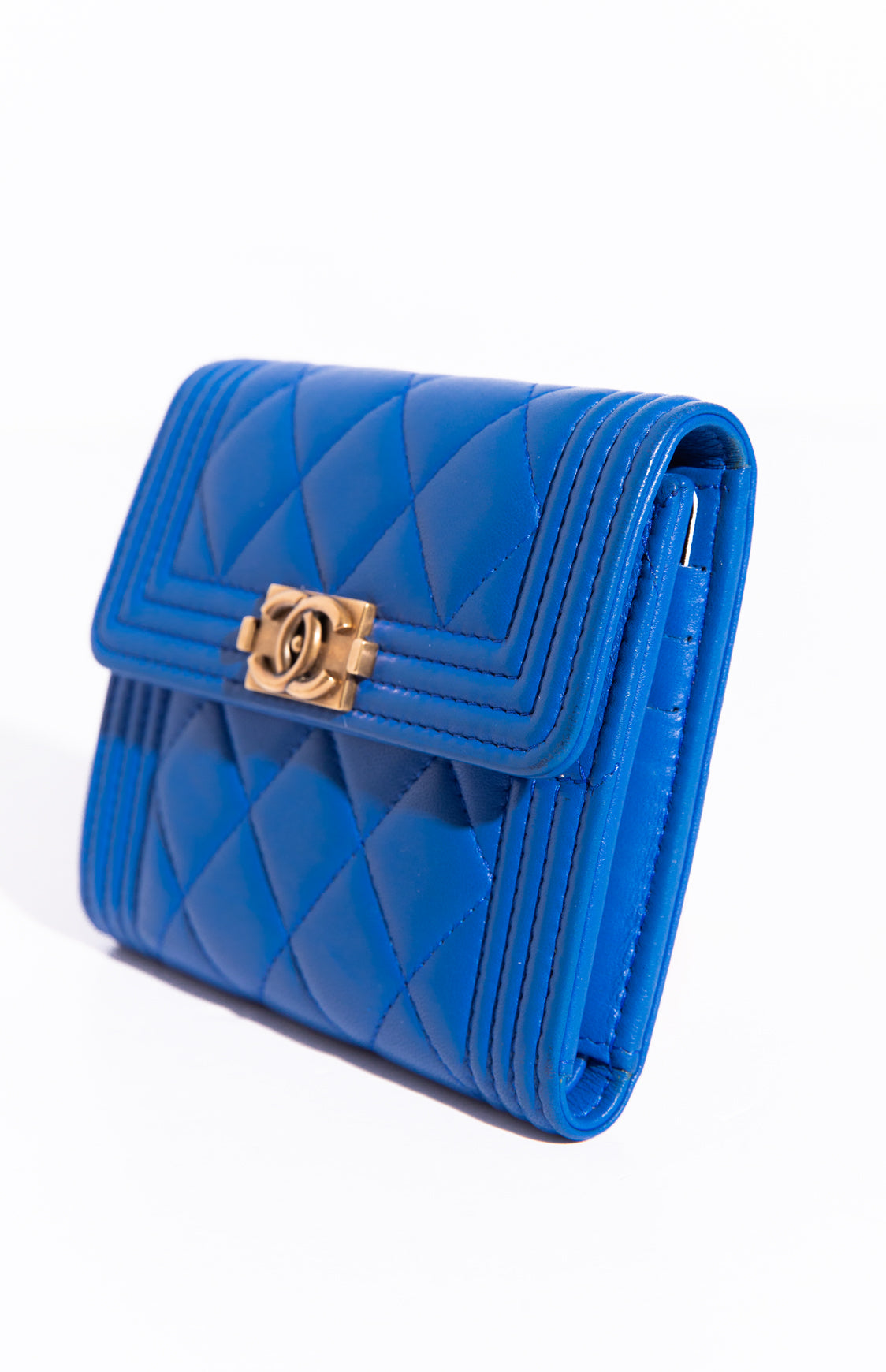 CHANEL Blue Boy Compact Wallet