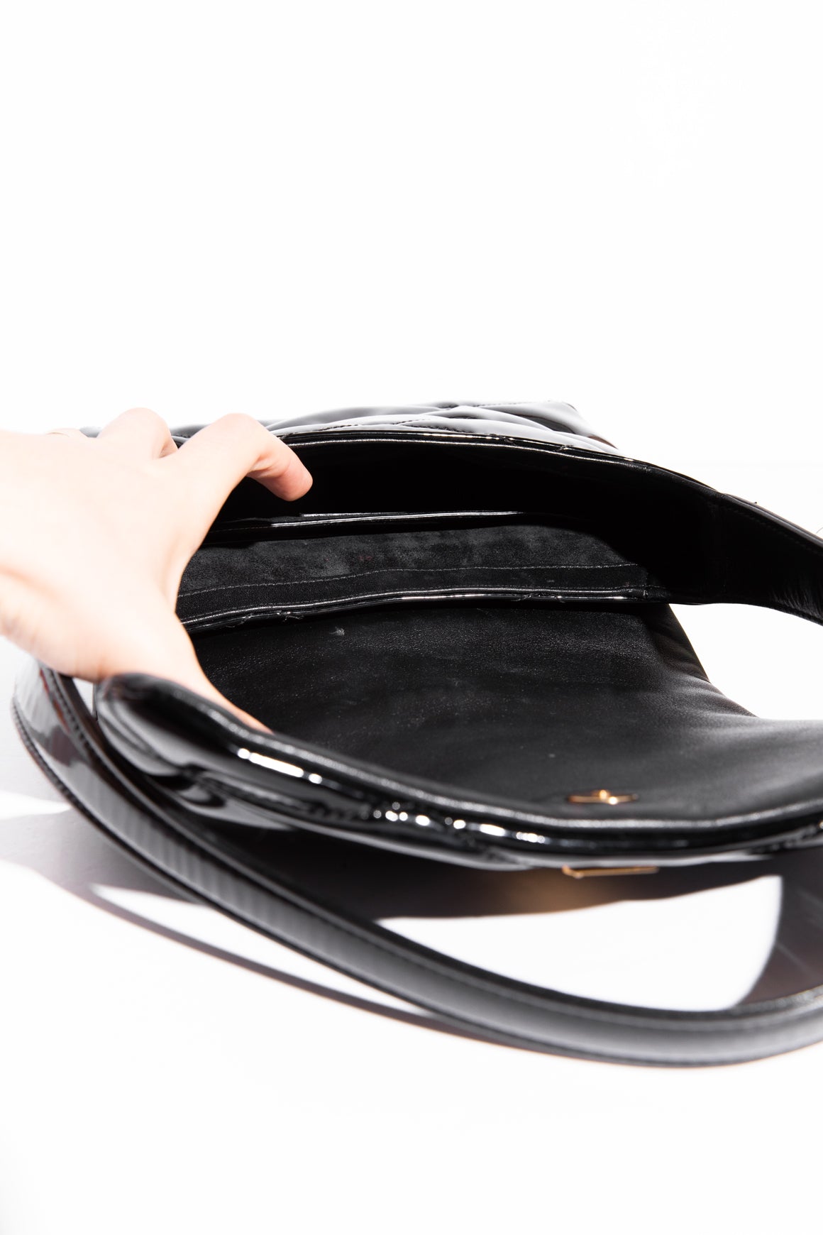 SAINT LAURENT Black Patent Le 57 Shoulder Bag