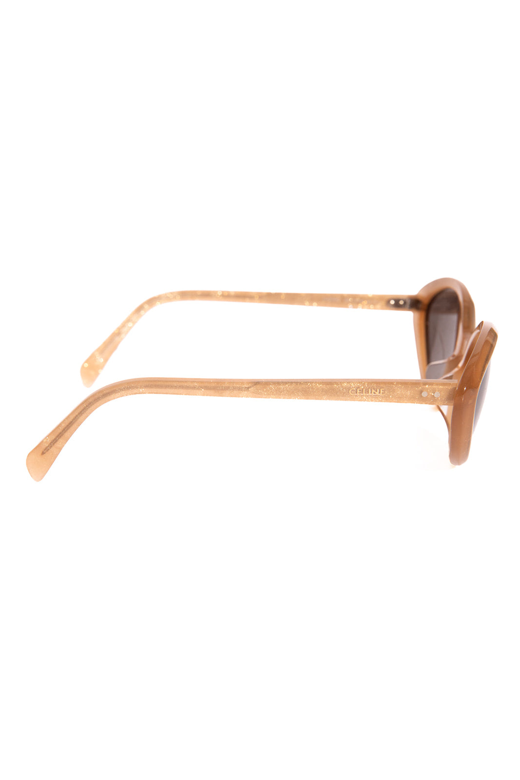 CELINE Tan Glitter Oval Frame Sunglasses