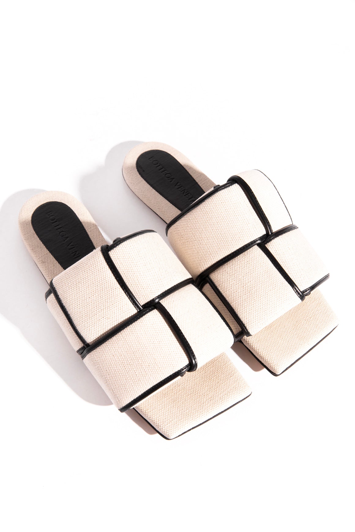 BOTTEGA VENETA Padded Canvas Casette Sandals (Sz. 40)