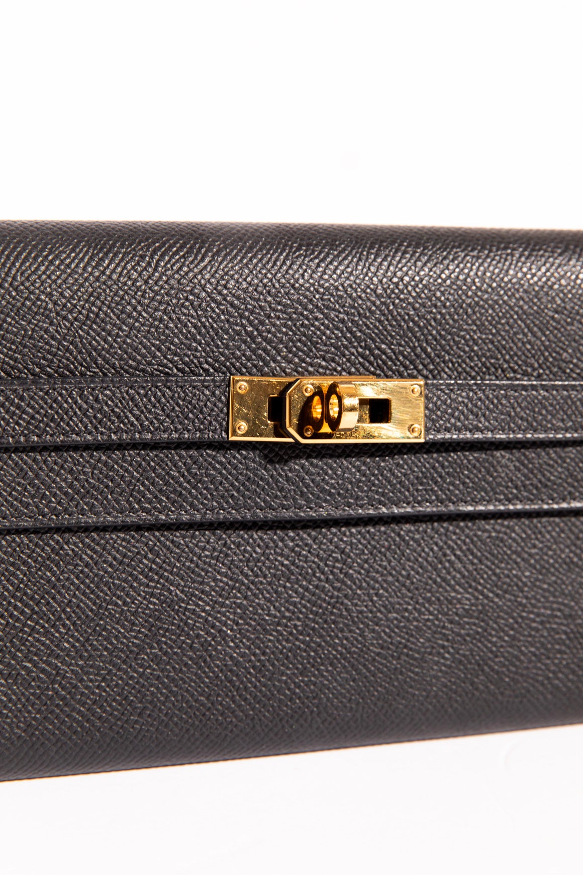 HERMES Black Leather Gold Hardware Kelly Classique Wallet