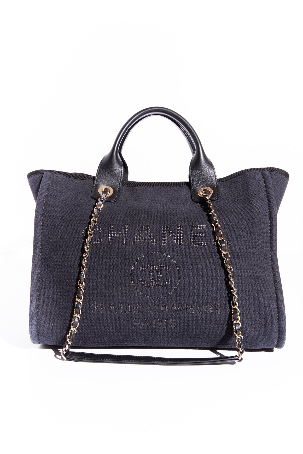 CHANEL Black Small Deauville Shopping Tote