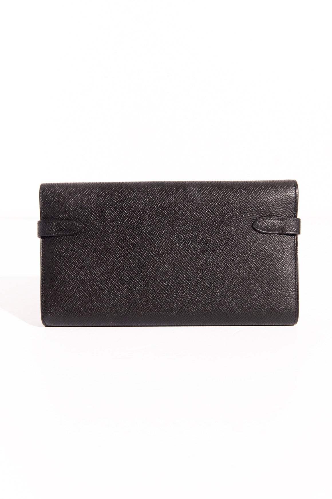 HERMES Black Leather Gold Hardware Kelly Classique Wallet