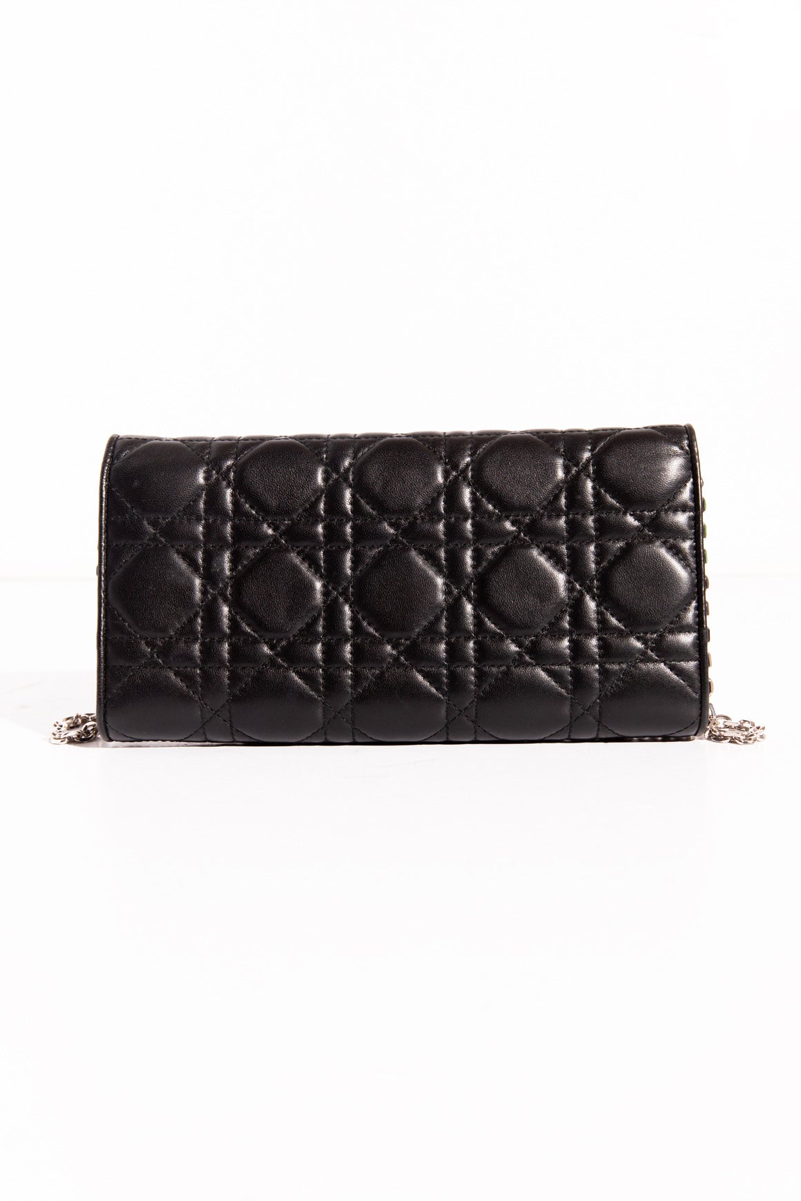 DIOR Black Leather Cannage Wallet-on-Chain