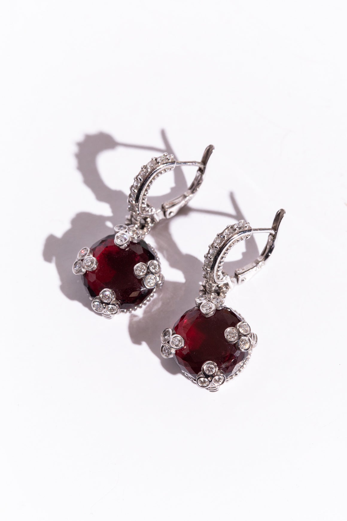 JUDITH RIPKA Rhodolite Garnet & Diamond Earrings