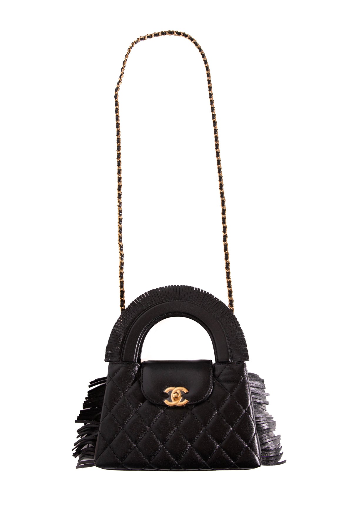 CHANEL 2026 Black Fringe Kelly Mini Shopping Bag