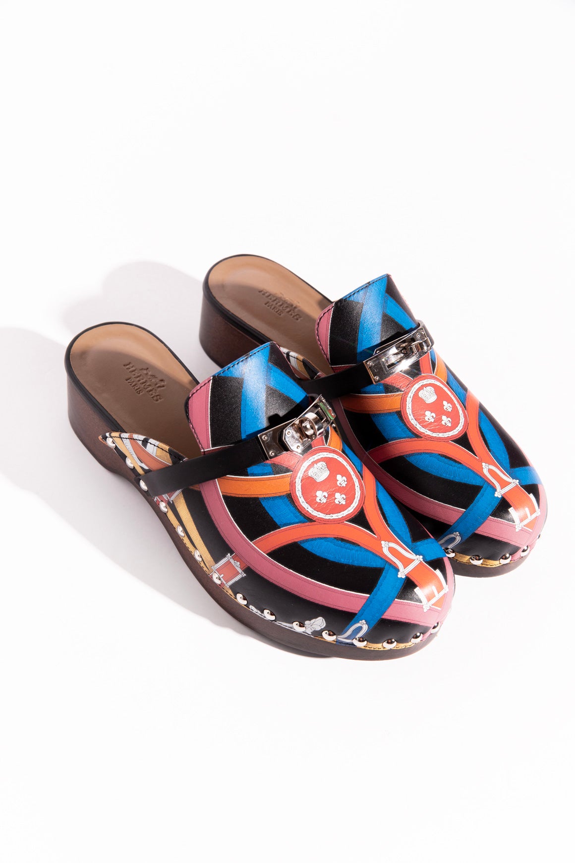 HERMES Carlotta Cavalvadour Print Mules (Sz. 36)