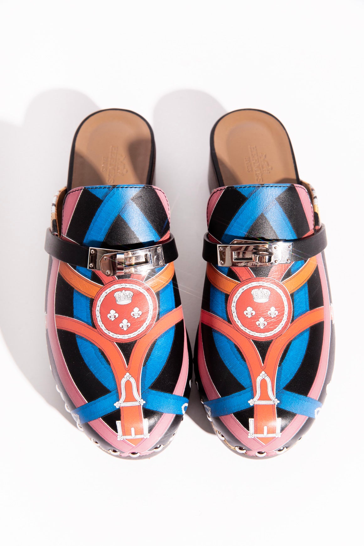 HERMES Carlotta Cavalvadour Print Mules (Sz. 36)