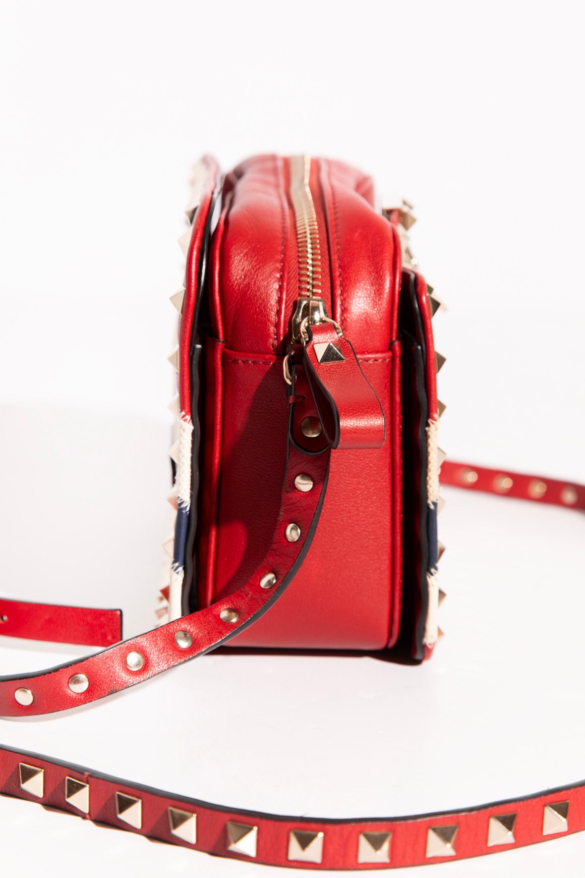 VALENTINO Red & Blue Chevron Rockstud Crossbody