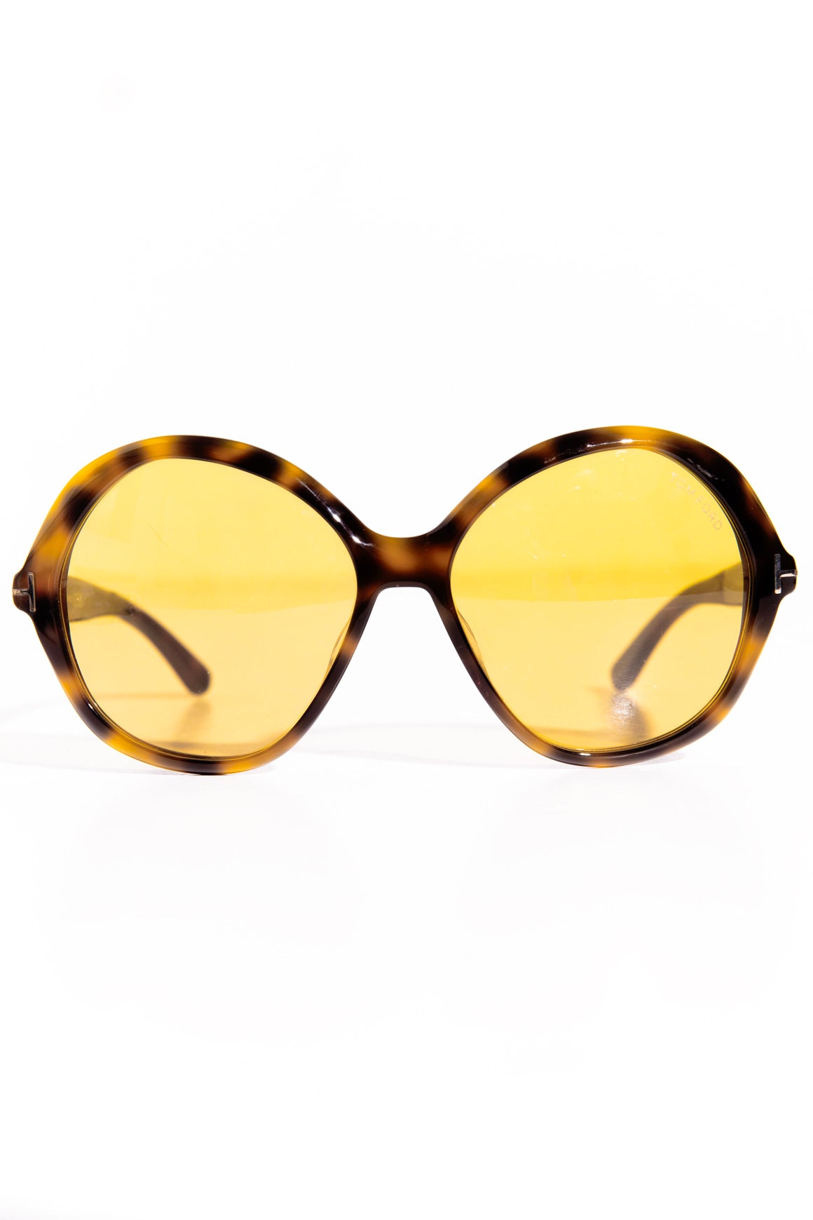 TOM FORD Brown Tortoise Shell Round Frame Sunglasses