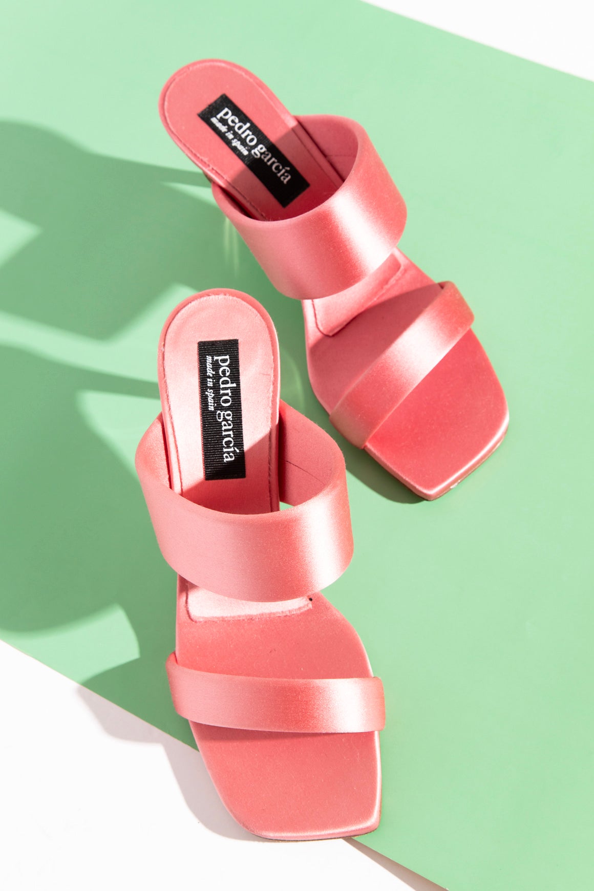 PEDRO GARCIA Pink Satin Italica Heel Mules (Sz. 36.5)