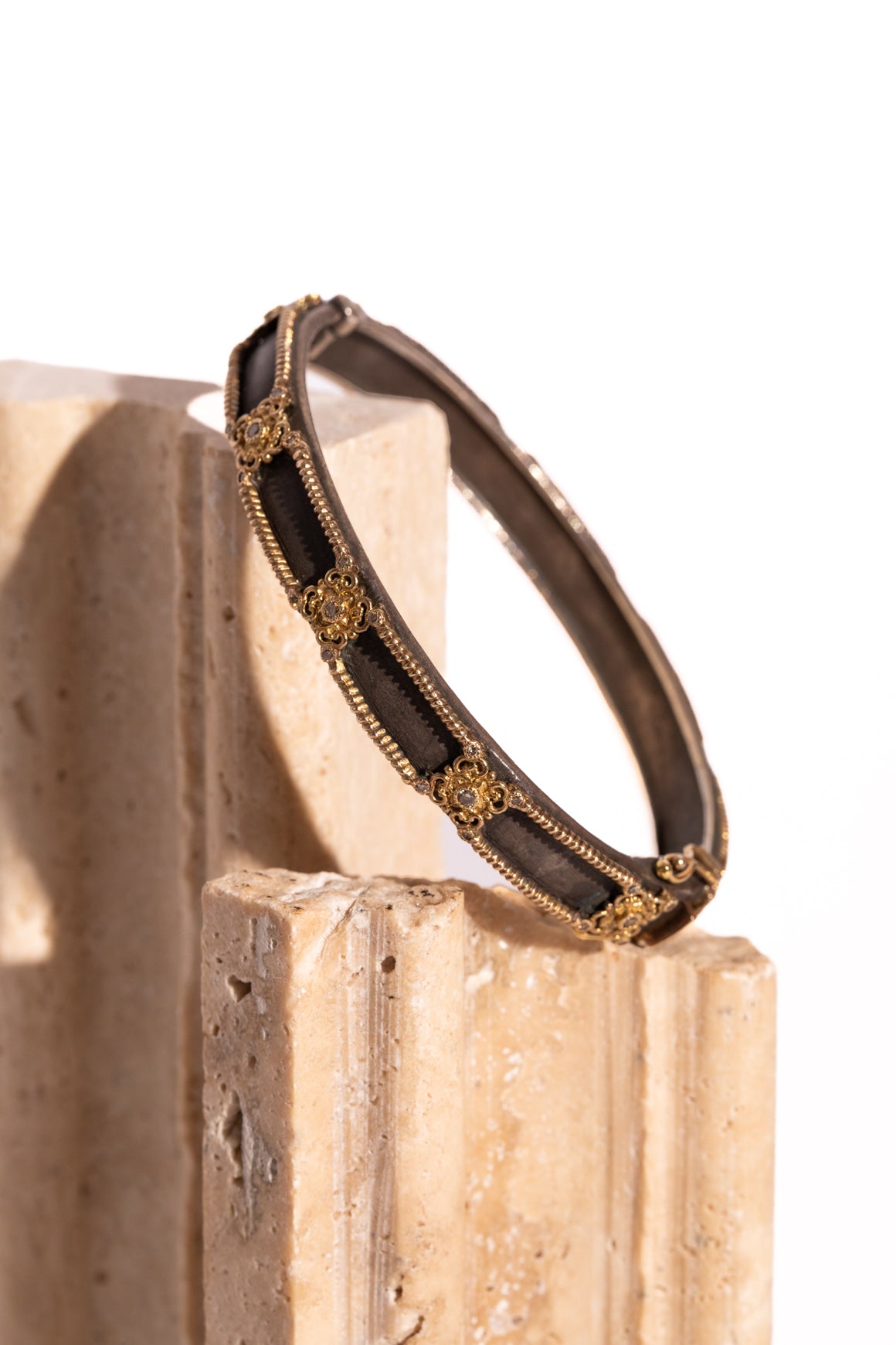 ARMENTA Silver & 18k Gold Diamond Hinge Bracelet
