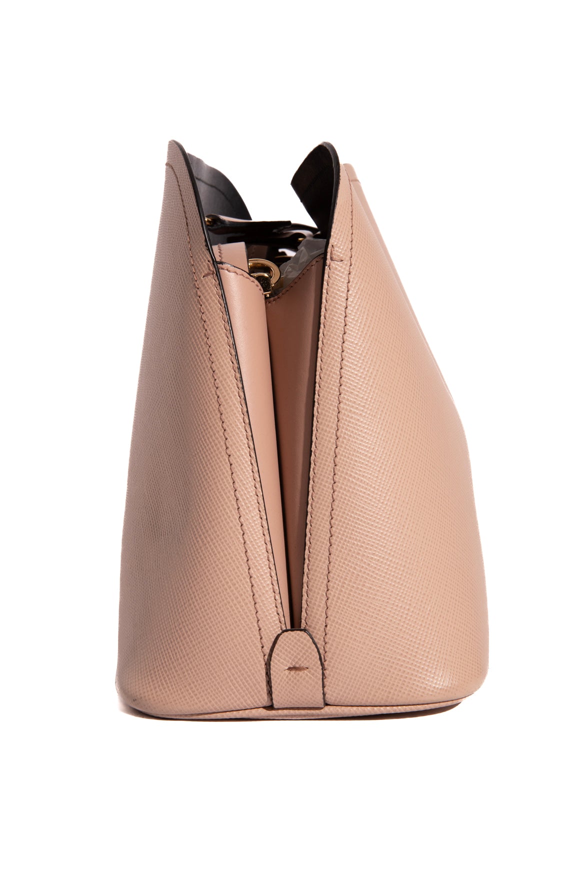 PRADA Taupe Saffiano Promenade Bucket Bag