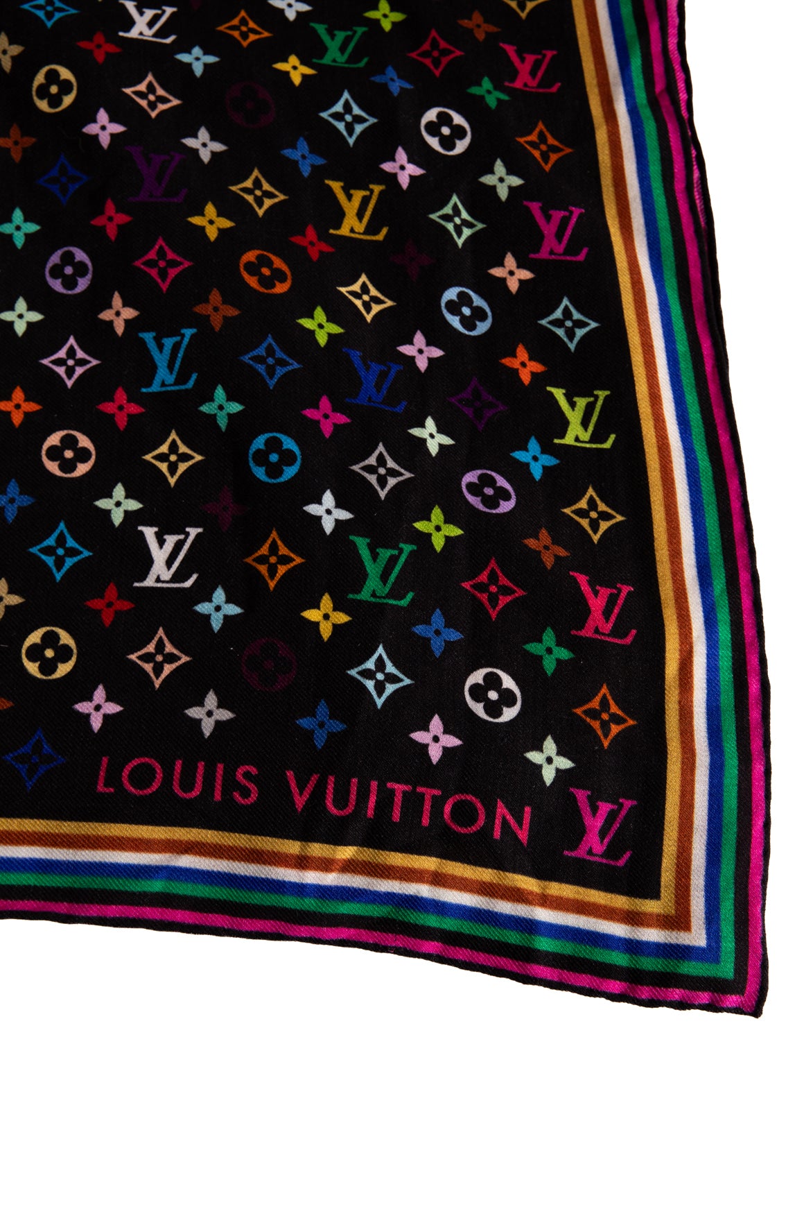 LOUIS VUITTON Black Multicolor LV Flora Large Scarf