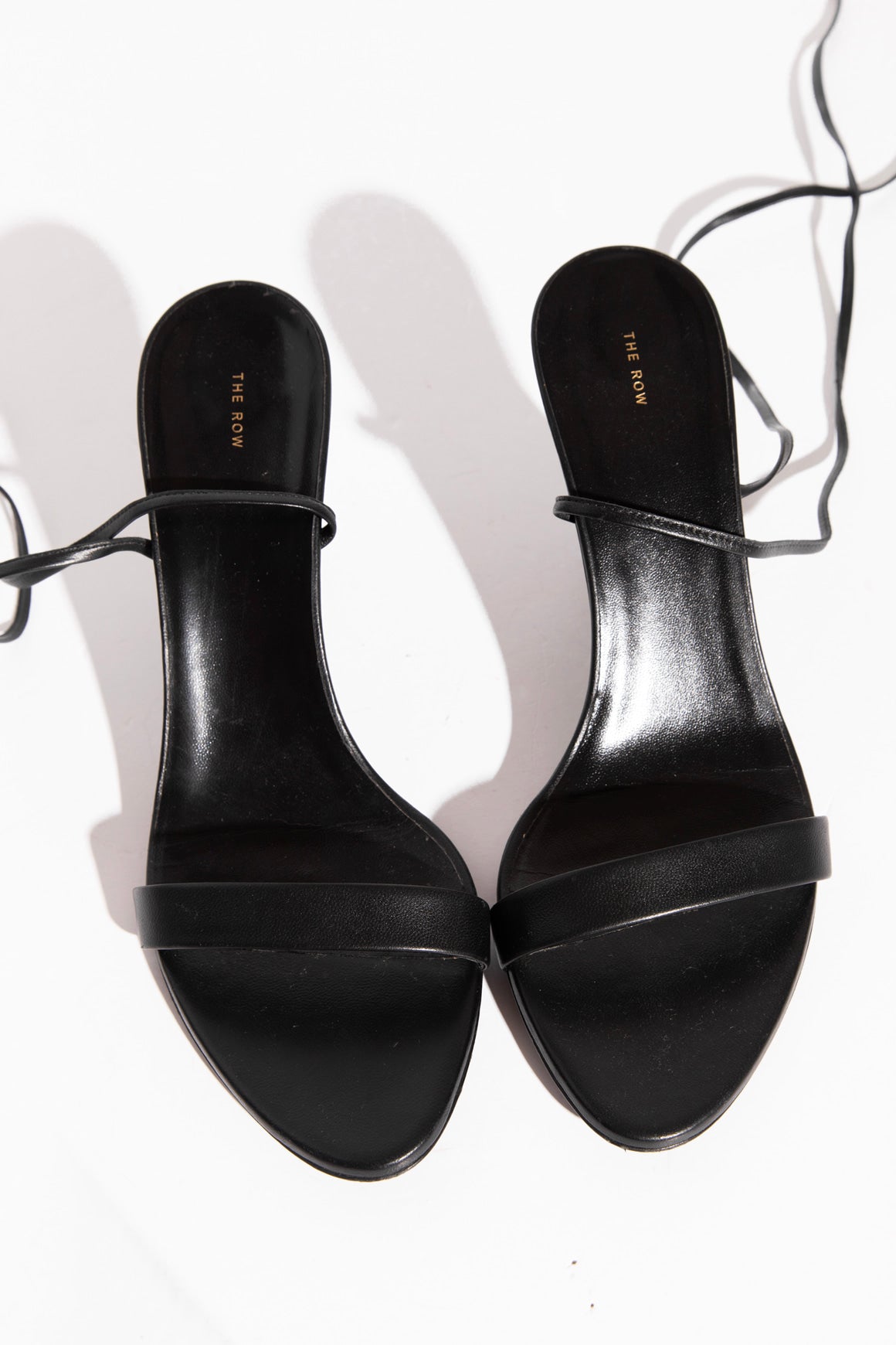 THE ROW Black Leather Strappy Tie Heels (Sz. 40.5)