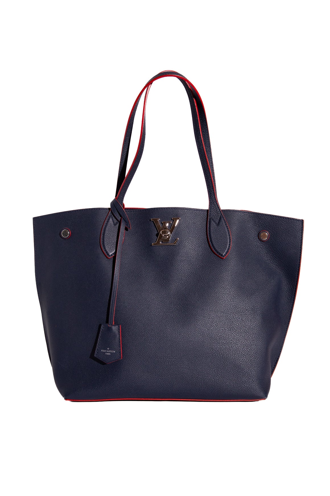 LOUIS VUITTON Navy & Red Piped 'LockMe' Tote