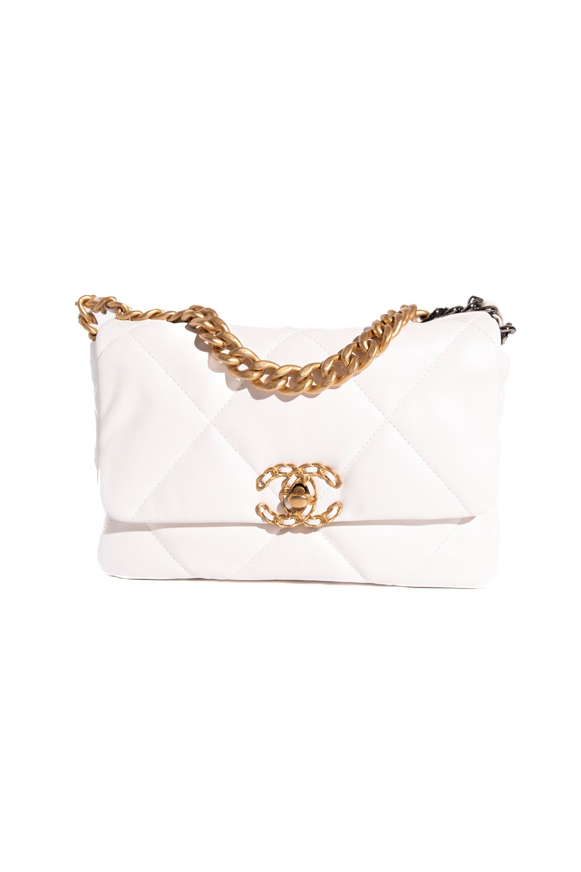 CHANEL 19 White Quilted Flap Bag