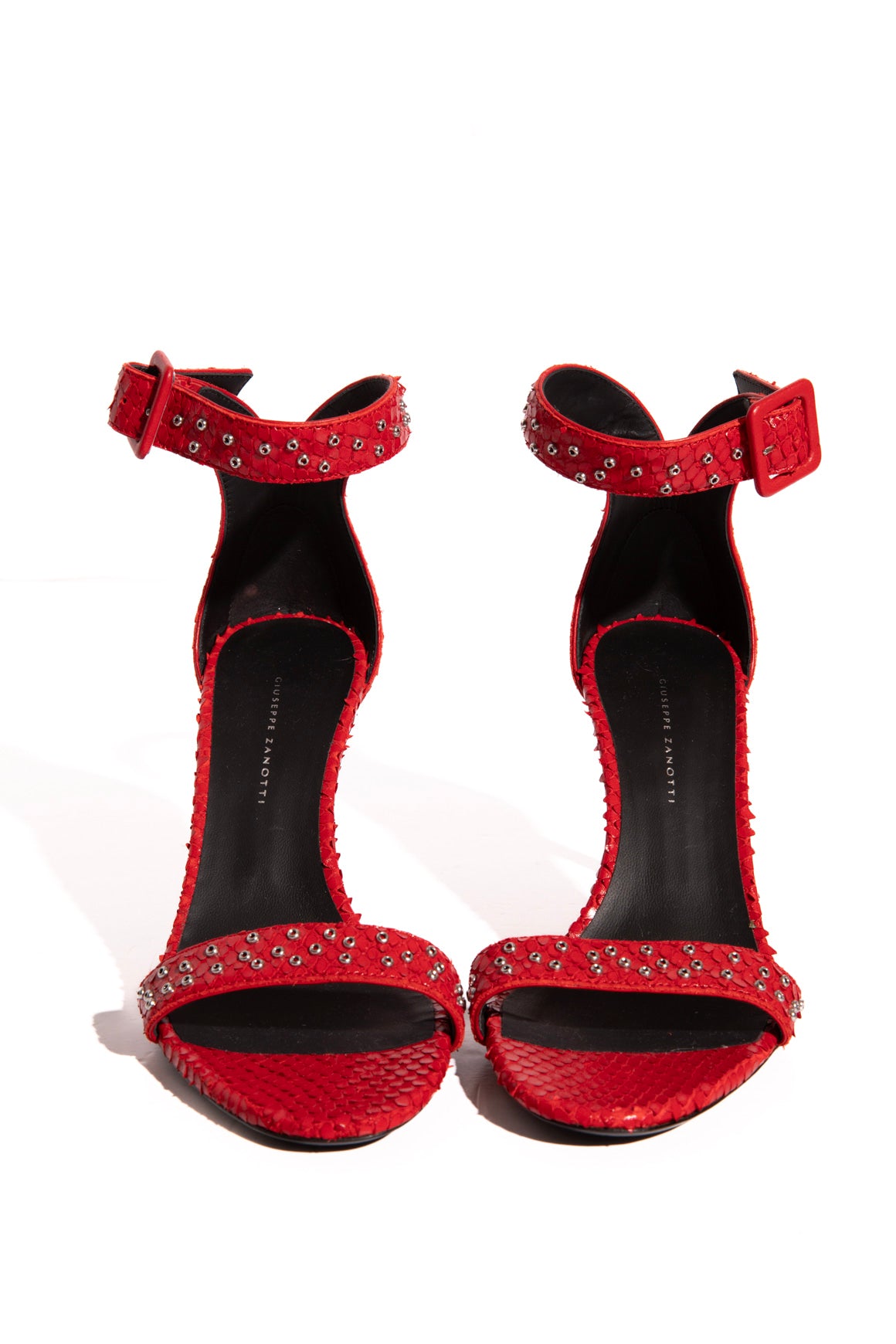 GIUSEPPE ZANOTTI Red Python Grommet Detail Heels (Sz. 37)