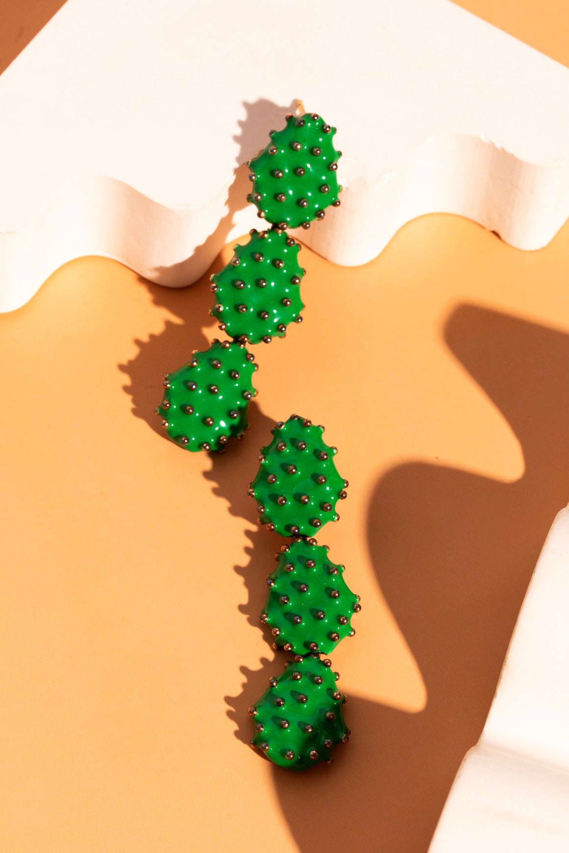 BOTTEGA VENETA Green Enamel Cactus Earrings