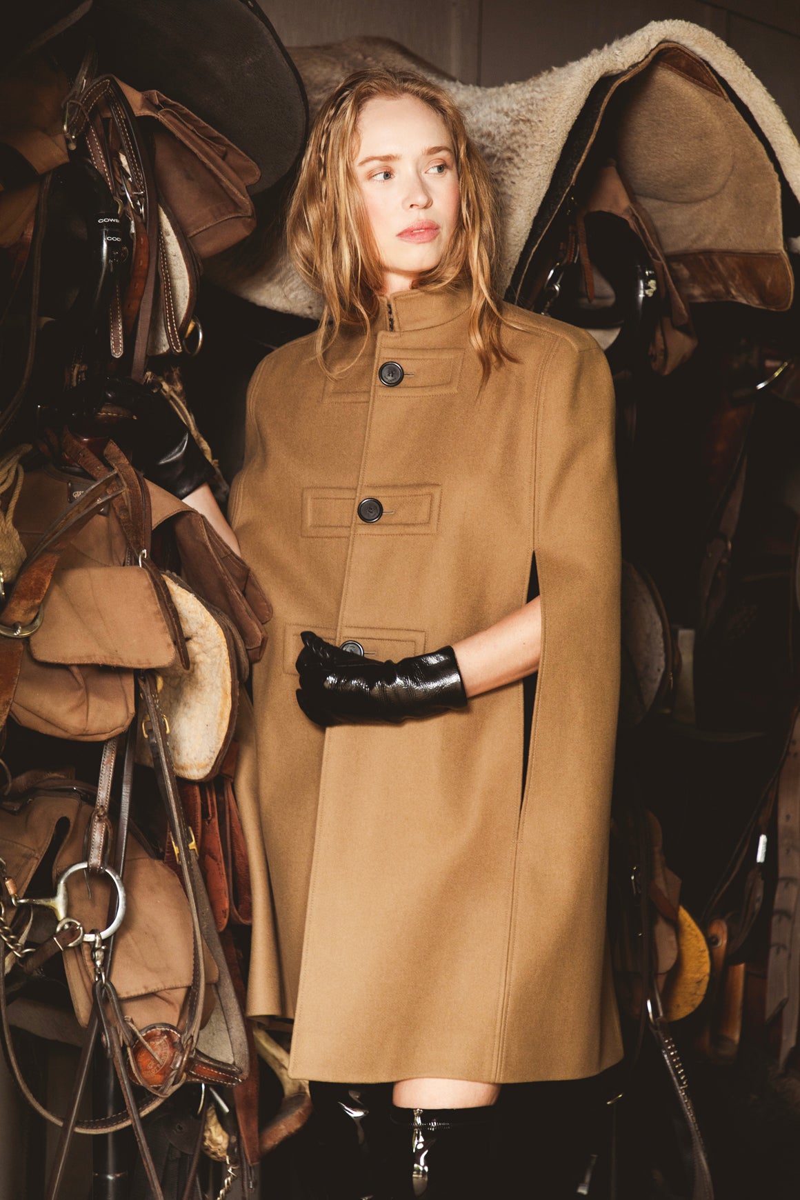 SAINT LAURENT Wool Longline Cape (Sz. 38/2)