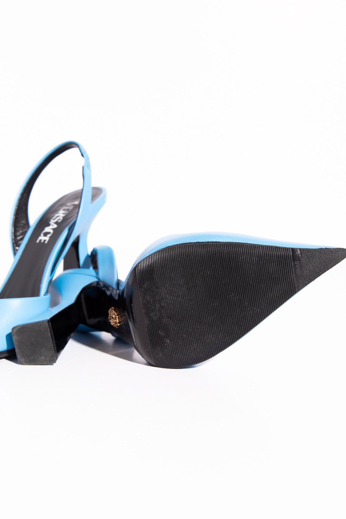 VERSACE Blue Medusa Slingbacks (Sz. 37)