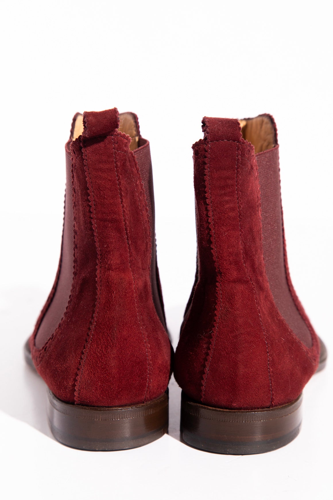 HERMES Maroon Suede Chelsea Boots (Sz. 38)