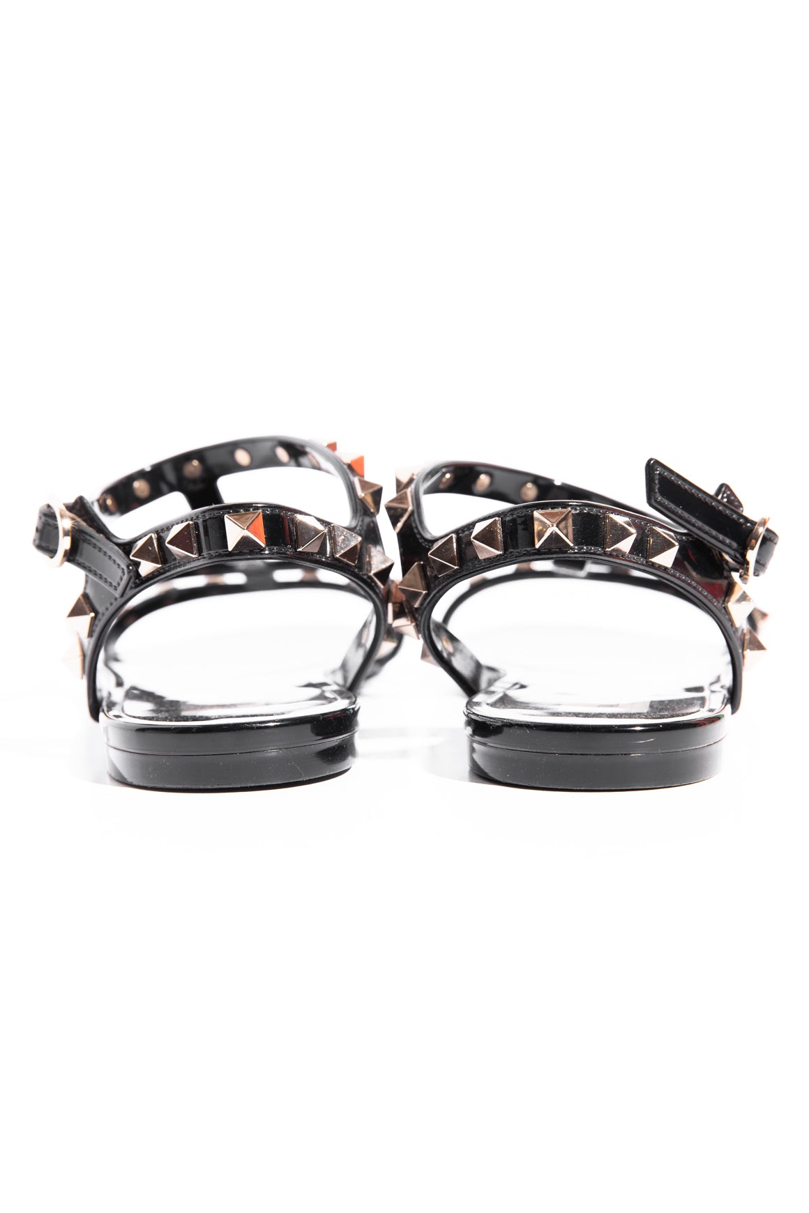 VALENTINO Black Rockstud Flat Rubber Sandal (Sz. 40)