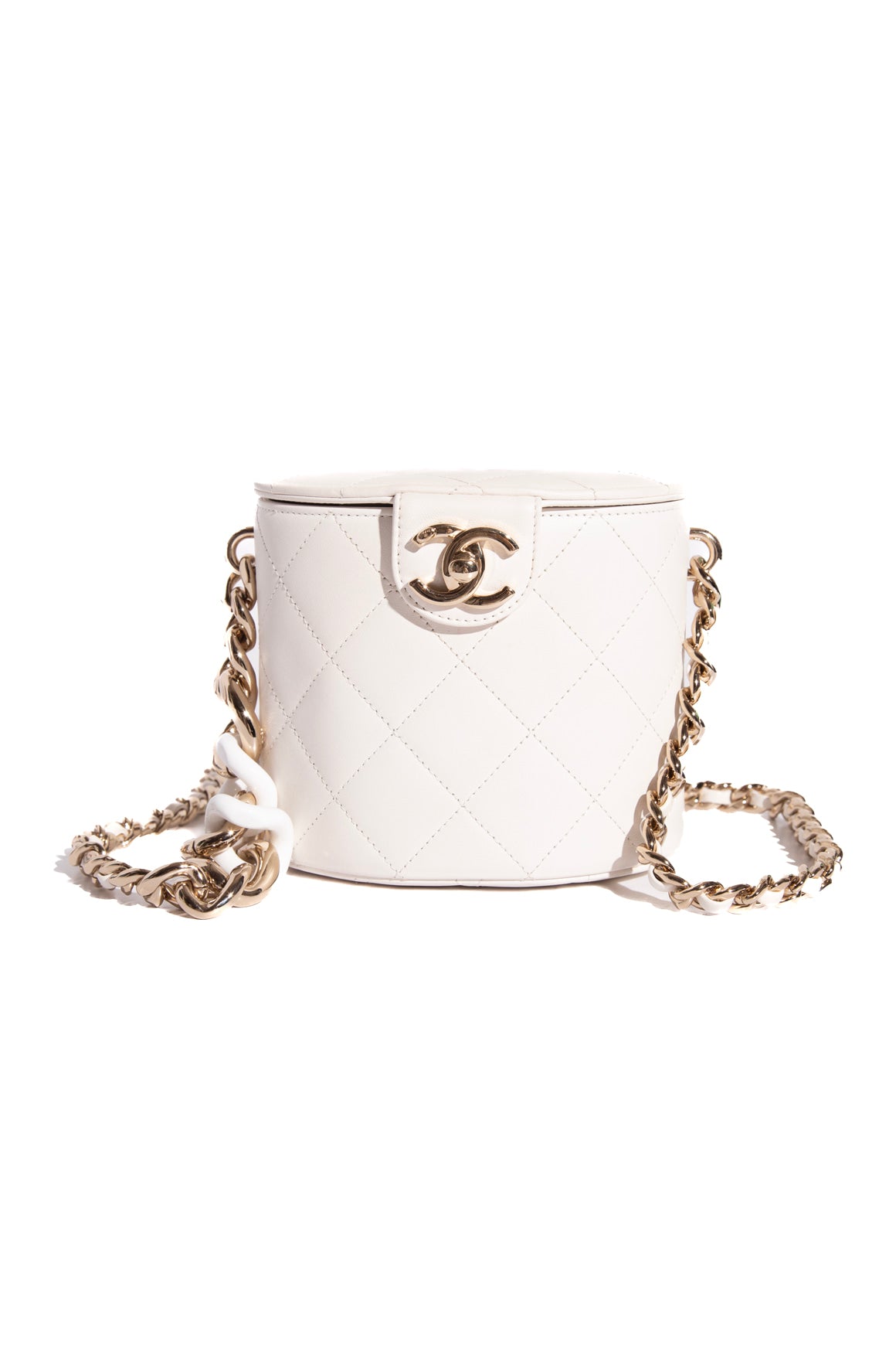 CHANEL 2019 White Quilted "Elegant Chain" Vanity