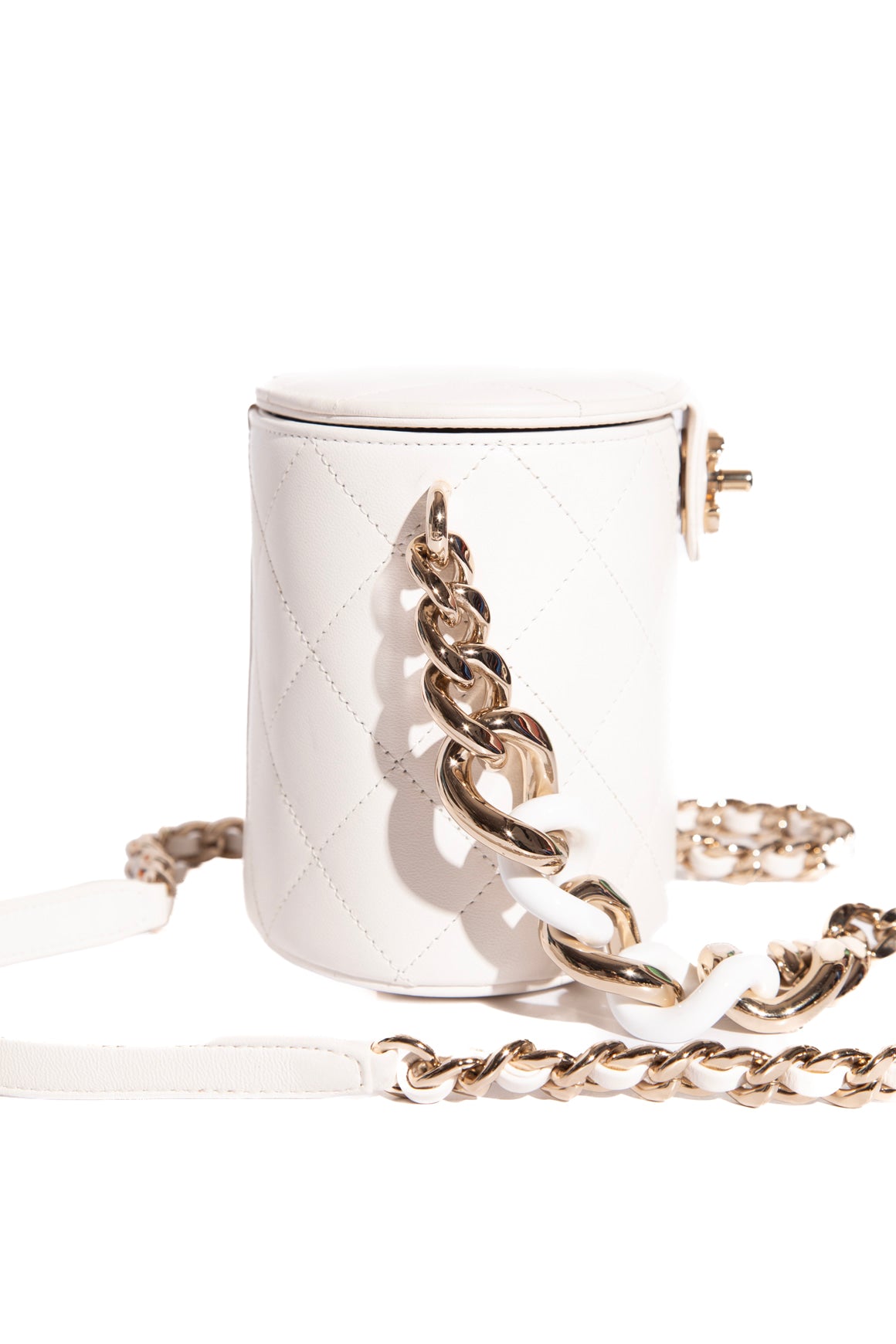 CHANEL 2019 White Quilted "Elegant Chain" Vanity