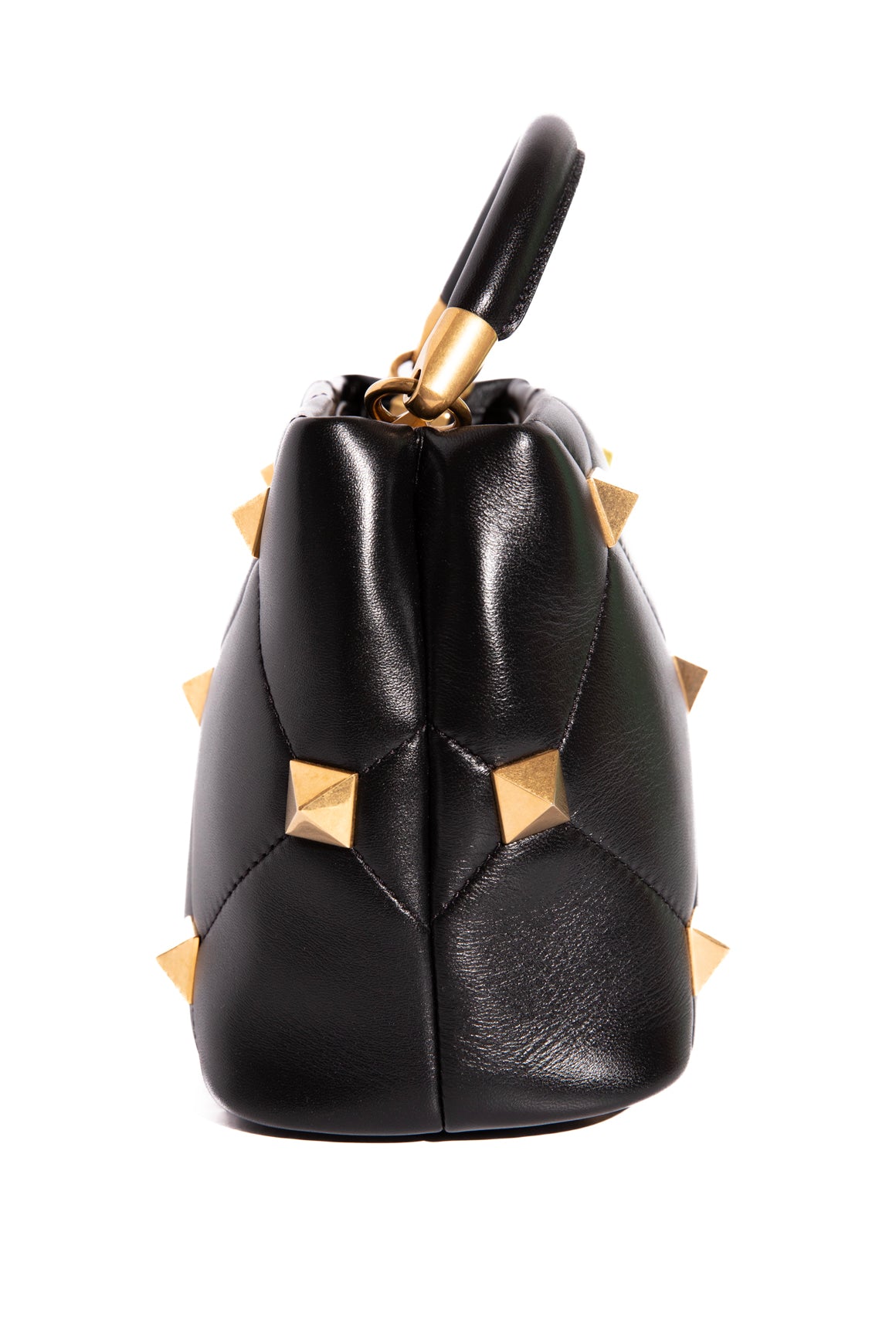 VALENTINO Black Roman Stud Bucket Bag