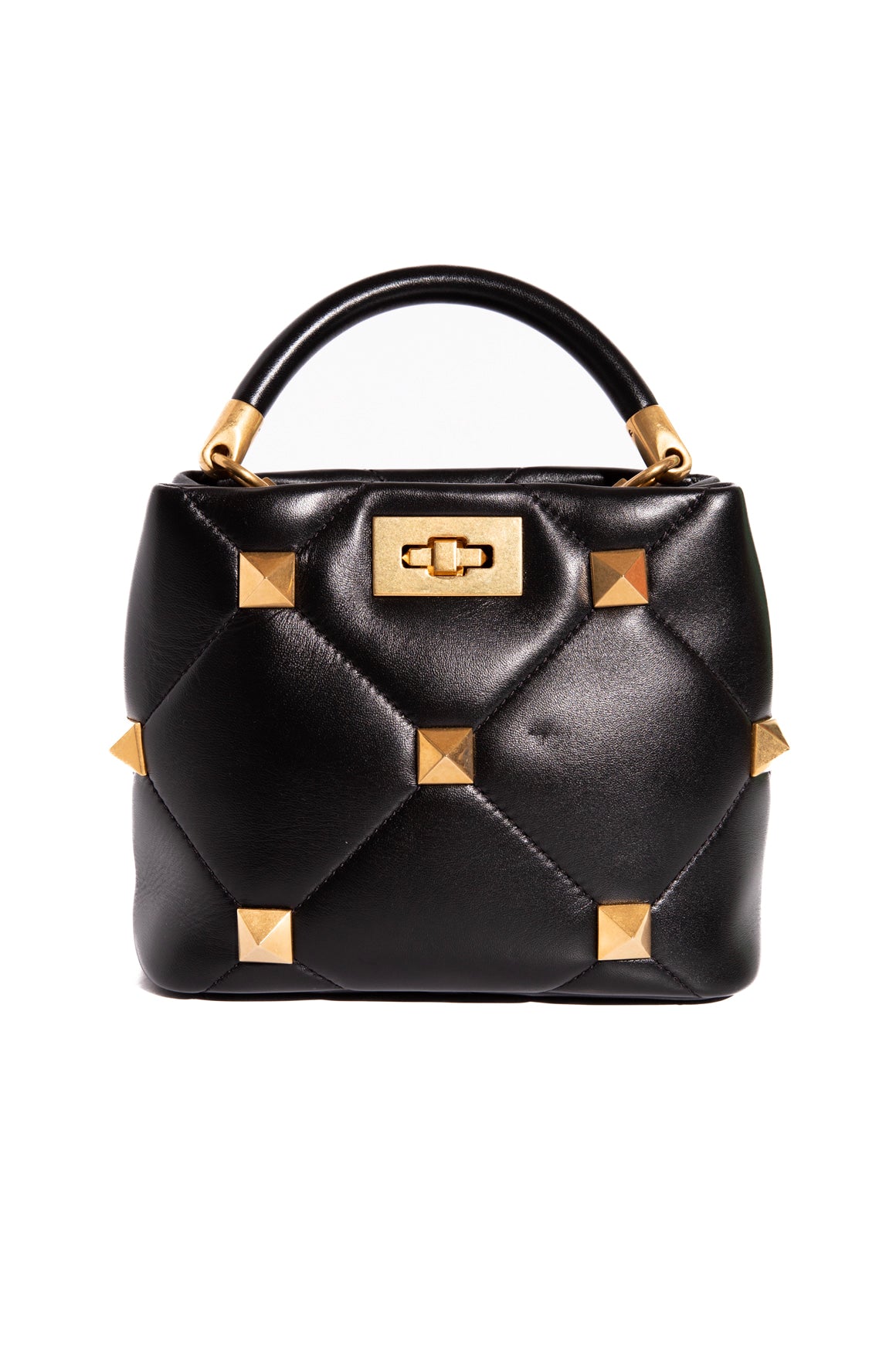 VALENTINO Black Roman Stud Bucket Bag
