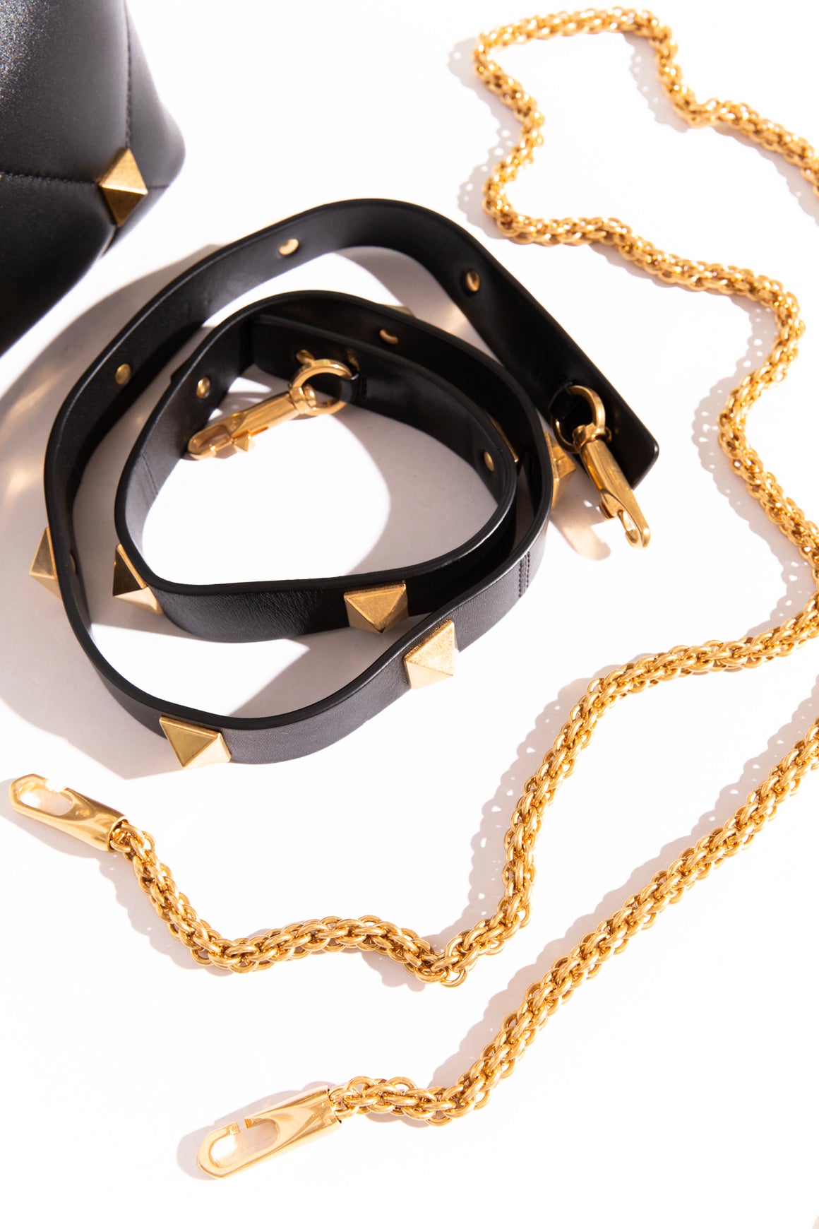 VALENTINO Black Roman Stud Bucket Bag