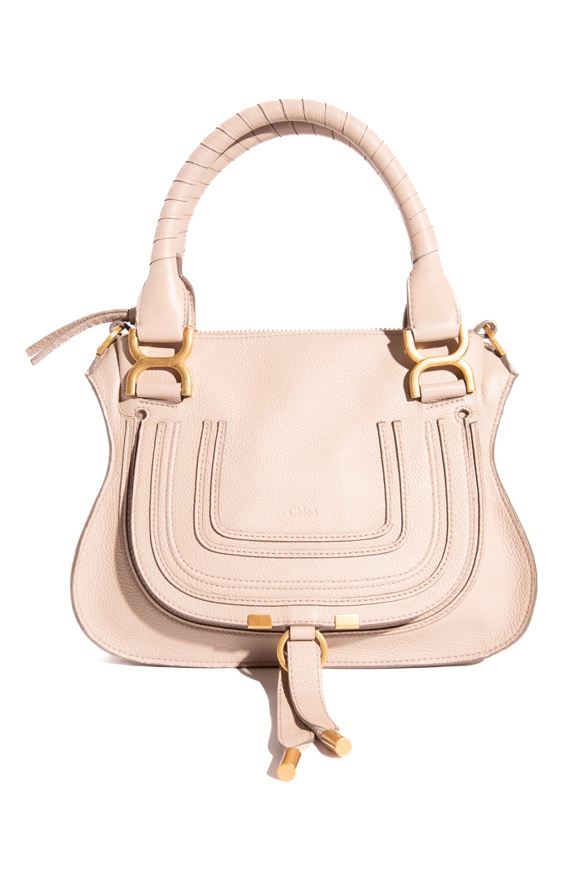 CHLOE Beige Marcie Top Handle - Medium
