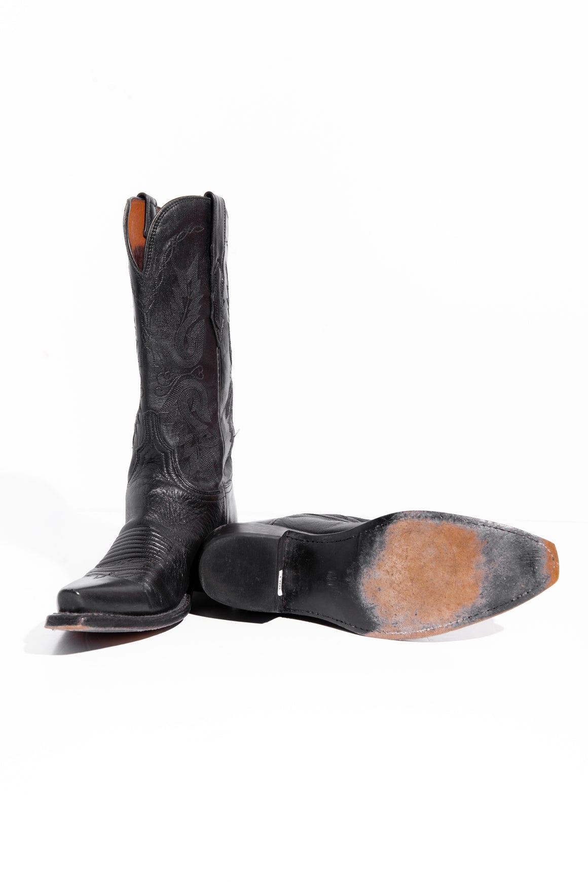 LUCCHESE Black Leather Western Boots (Sz. 8.5)