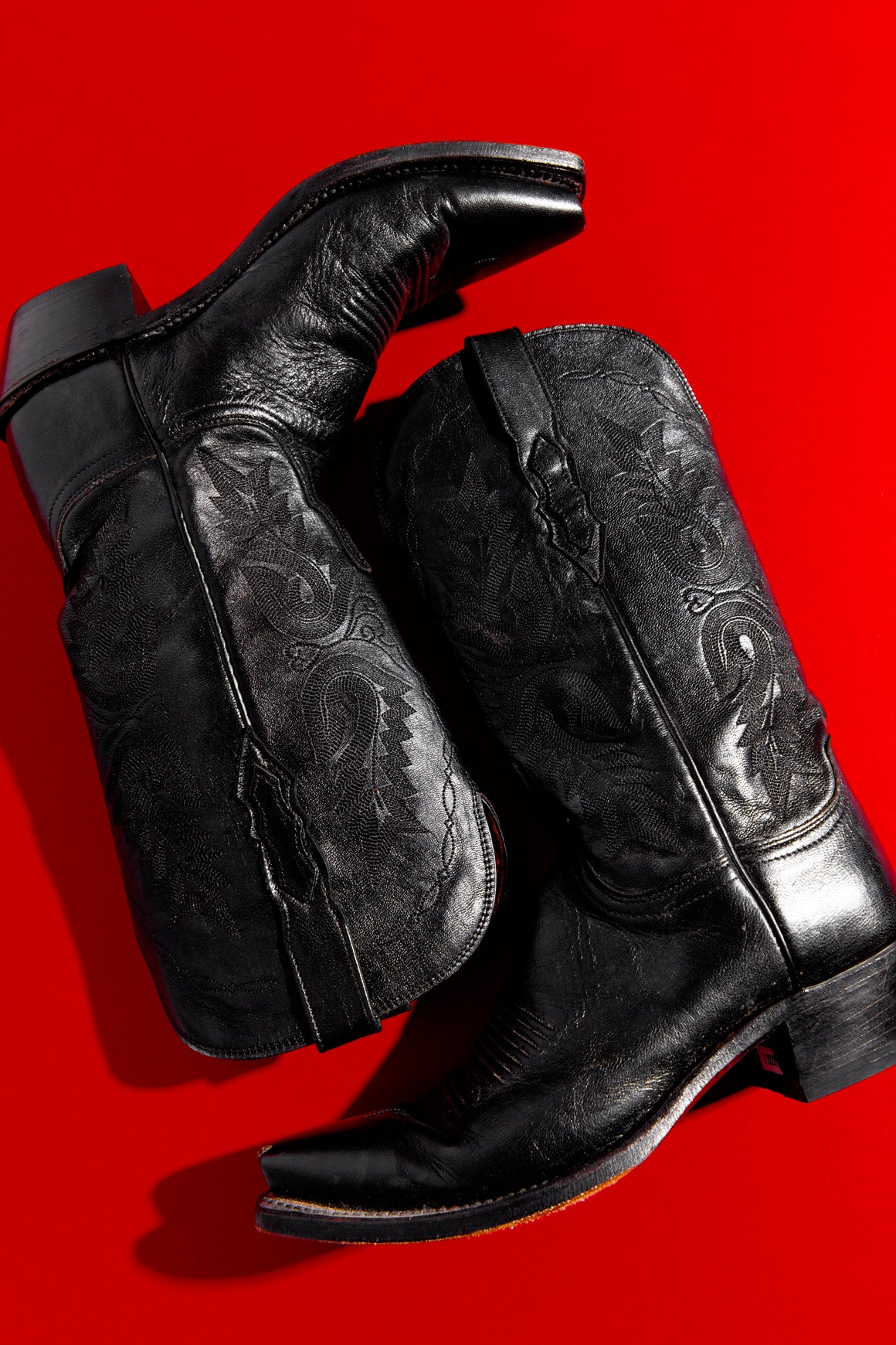 LUCCHESE Black Leather Western Boots (Sz. 8.5)