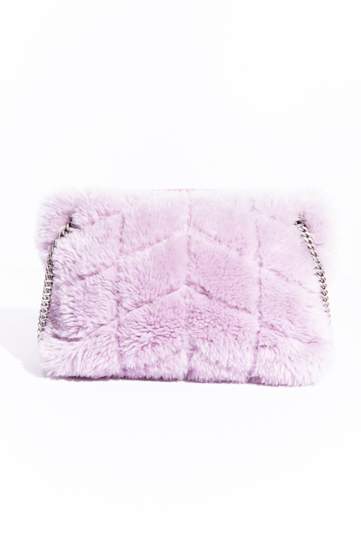 SAINT LAURENT Lilac Shearling Medium Chain Loulou Shoulder Bag