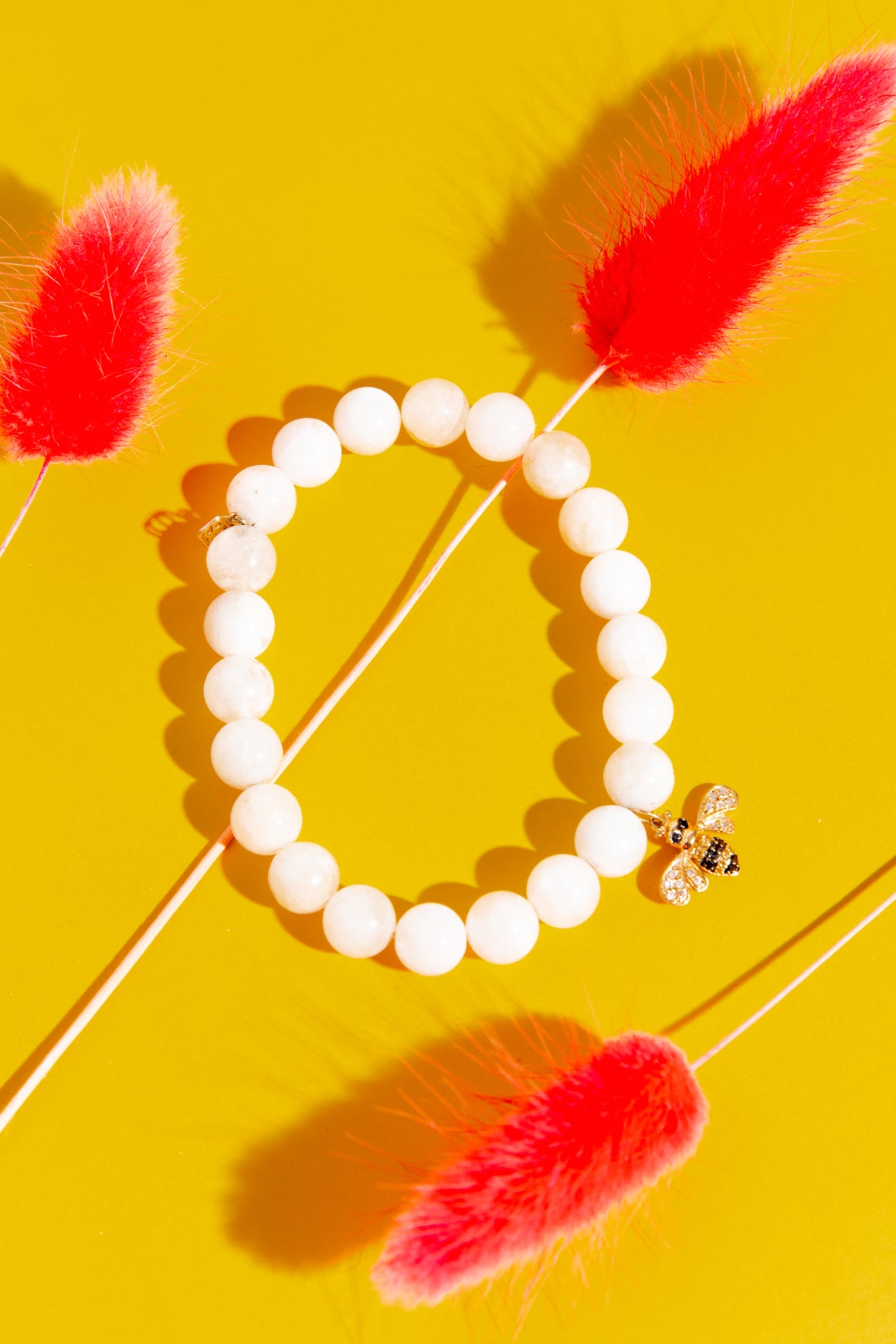 SYDNEY EVAN Moonstone Bracelet with Gold Bee Charm