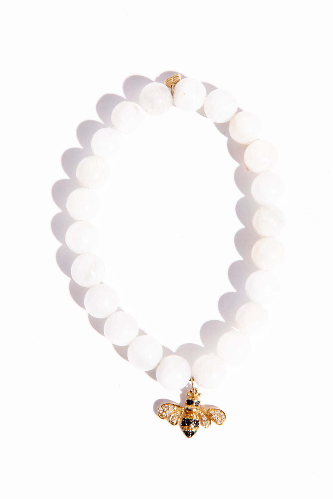 SYDNEY EVAN Moonstone Bracelet with Gold Bee Charm