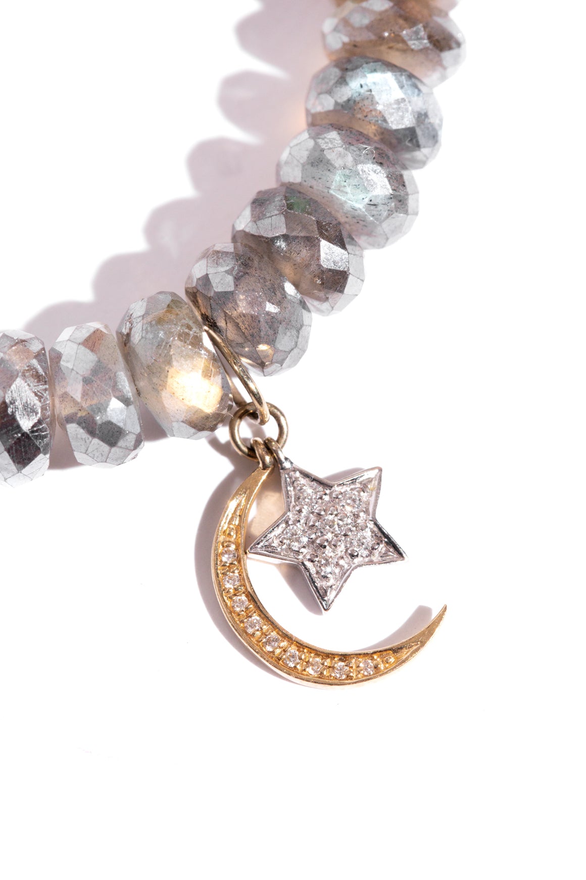 SYDNEY EVAN Mystic Labradorite Bracelet with Moon & Star Charm