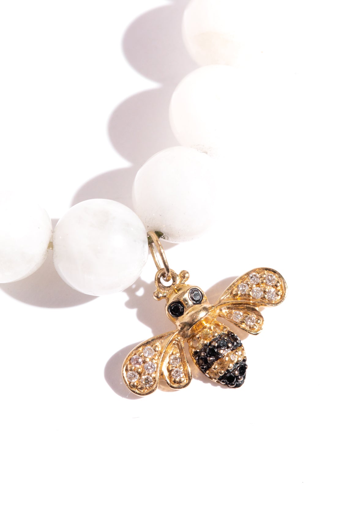 SYDNEY EVAN Moonstone Bracelet with Gold Bee Charm