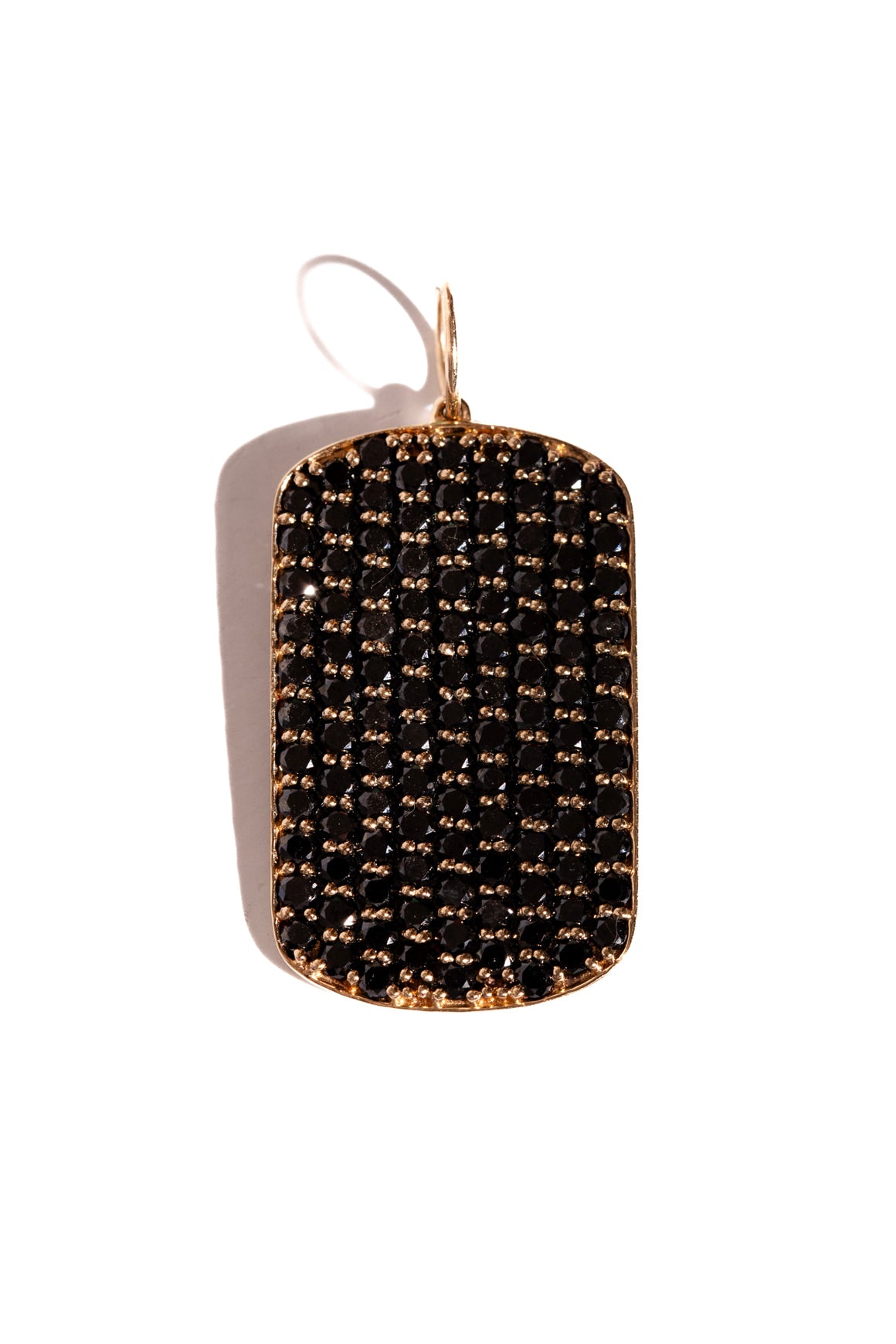 14K Black Diamond Dog Tag Pendant