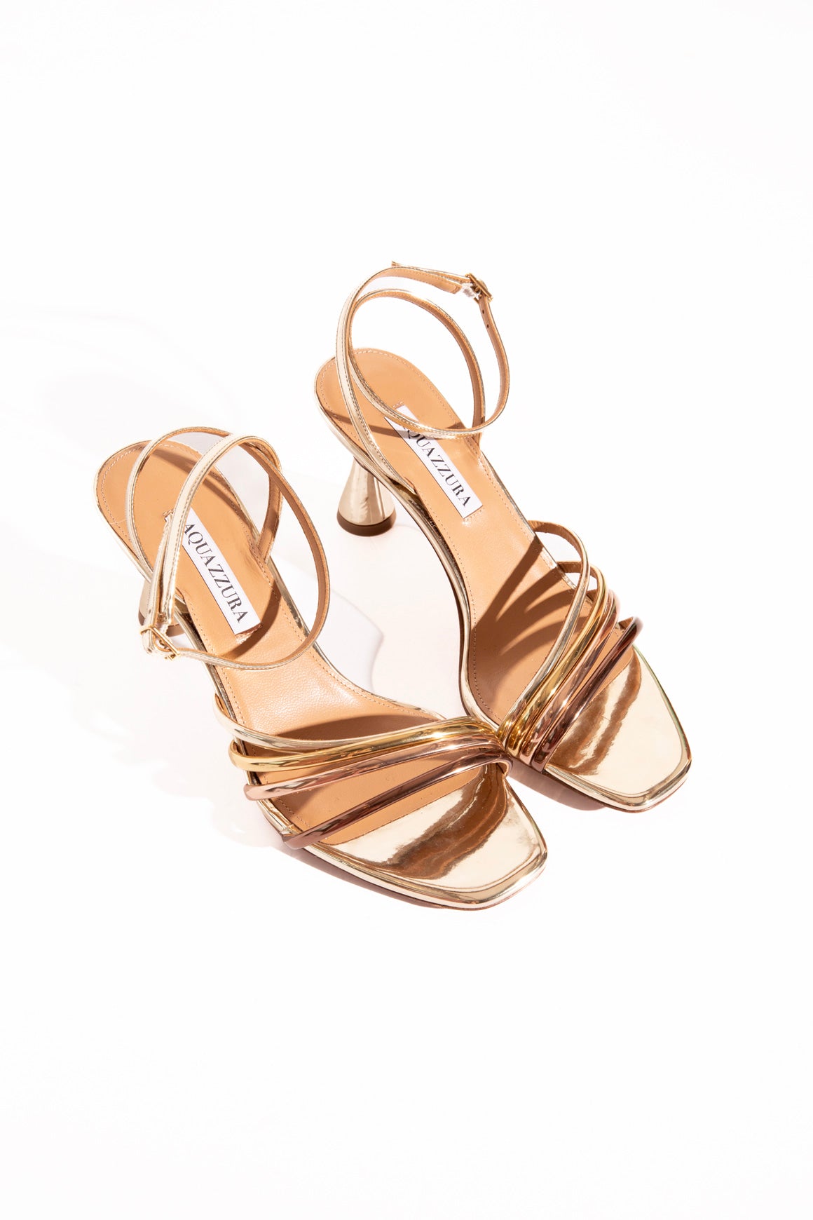 AQUAZZURA Gold Heeled Sandals (Sz. 37.5) | MOSS Consignment