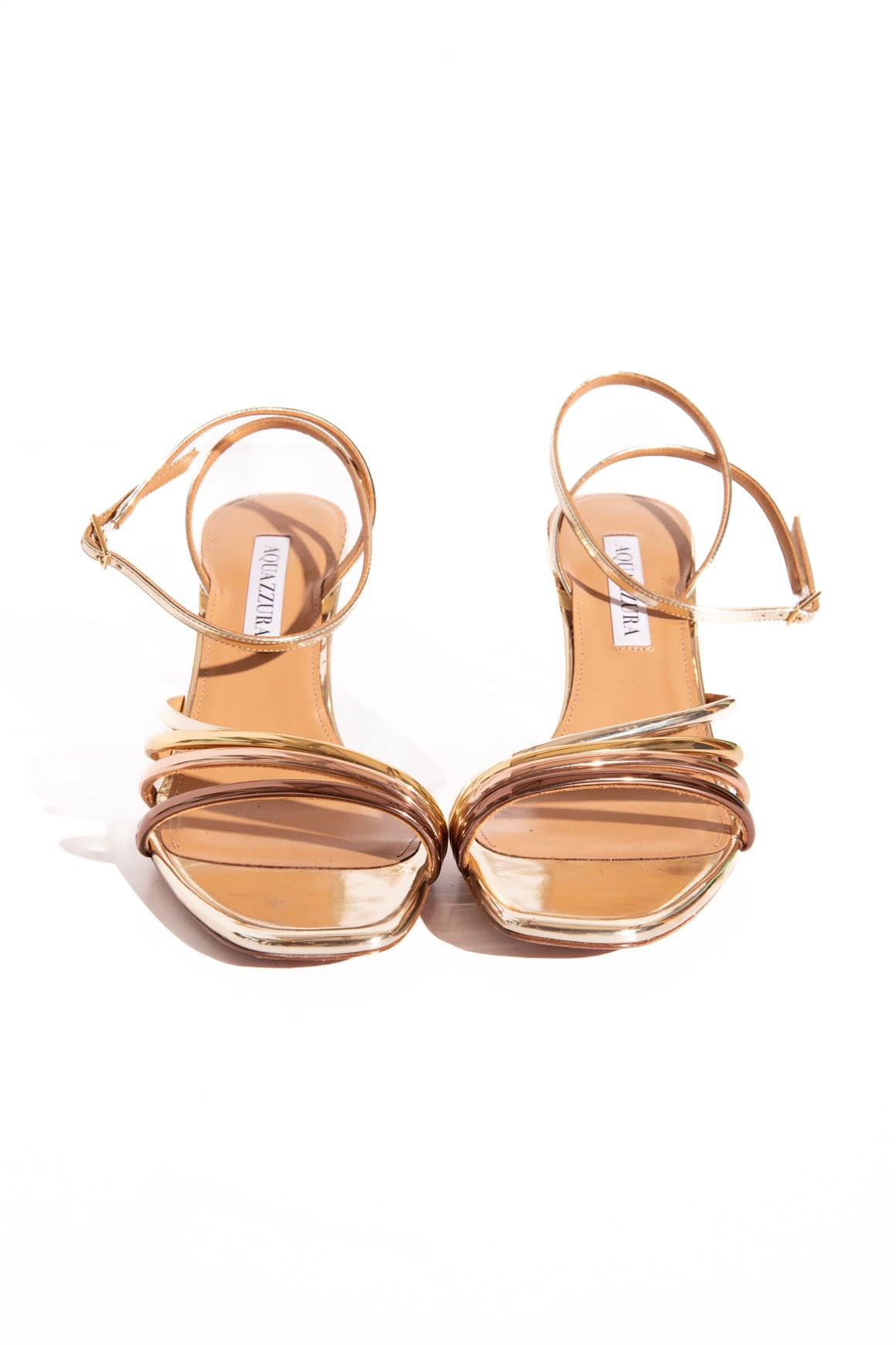 AQUAZZURA Gold Heeled Sandals (Sz. 37.5)