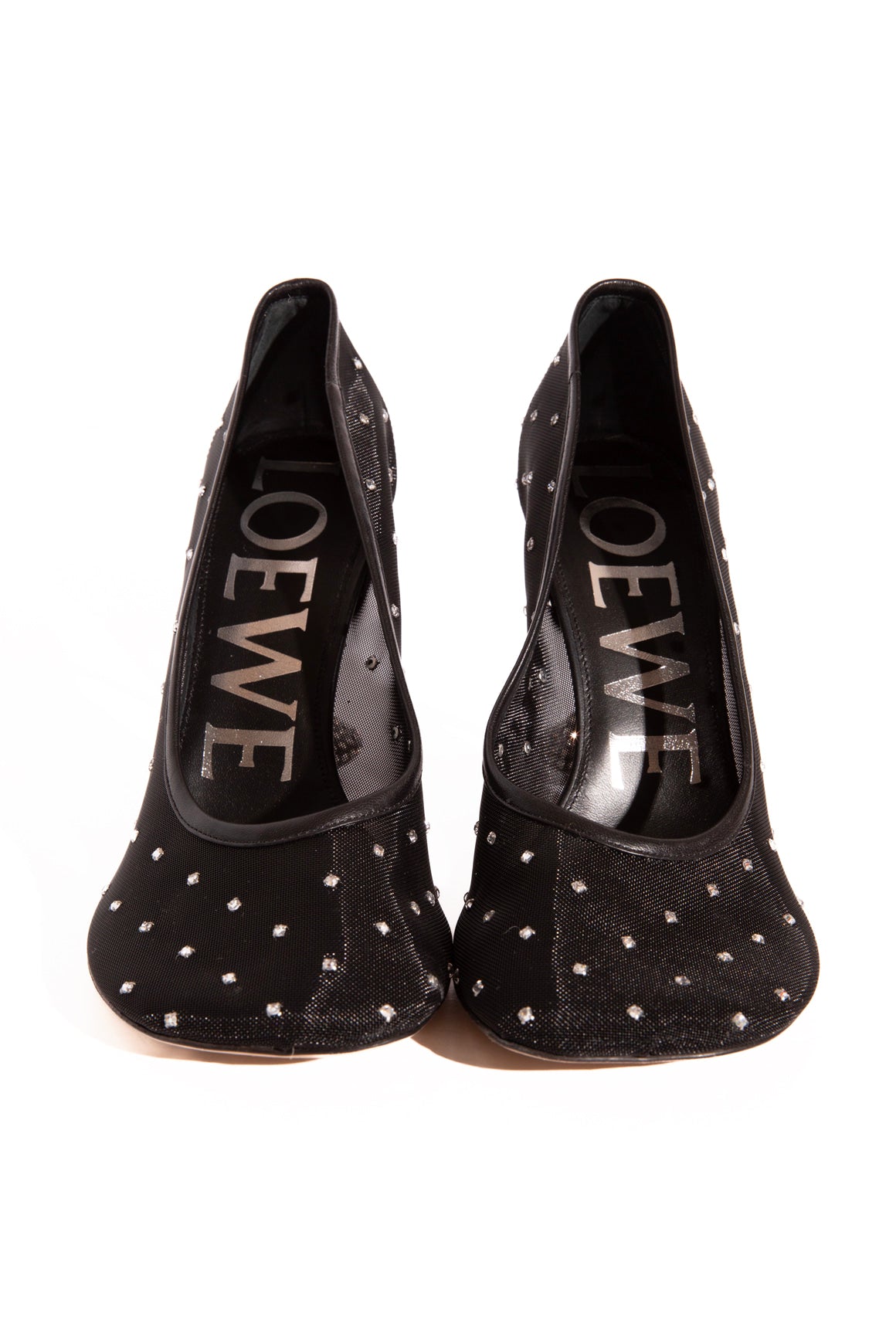 LOEWE Black Mesh Crystal 'Toy' Pumps (Sz. 38)