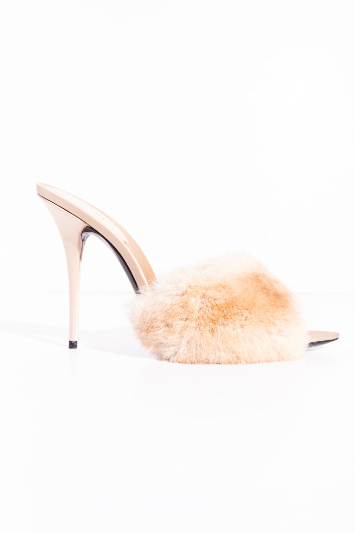 SAINT LAURENT Satin + Fur Pumps (Sz. 40)