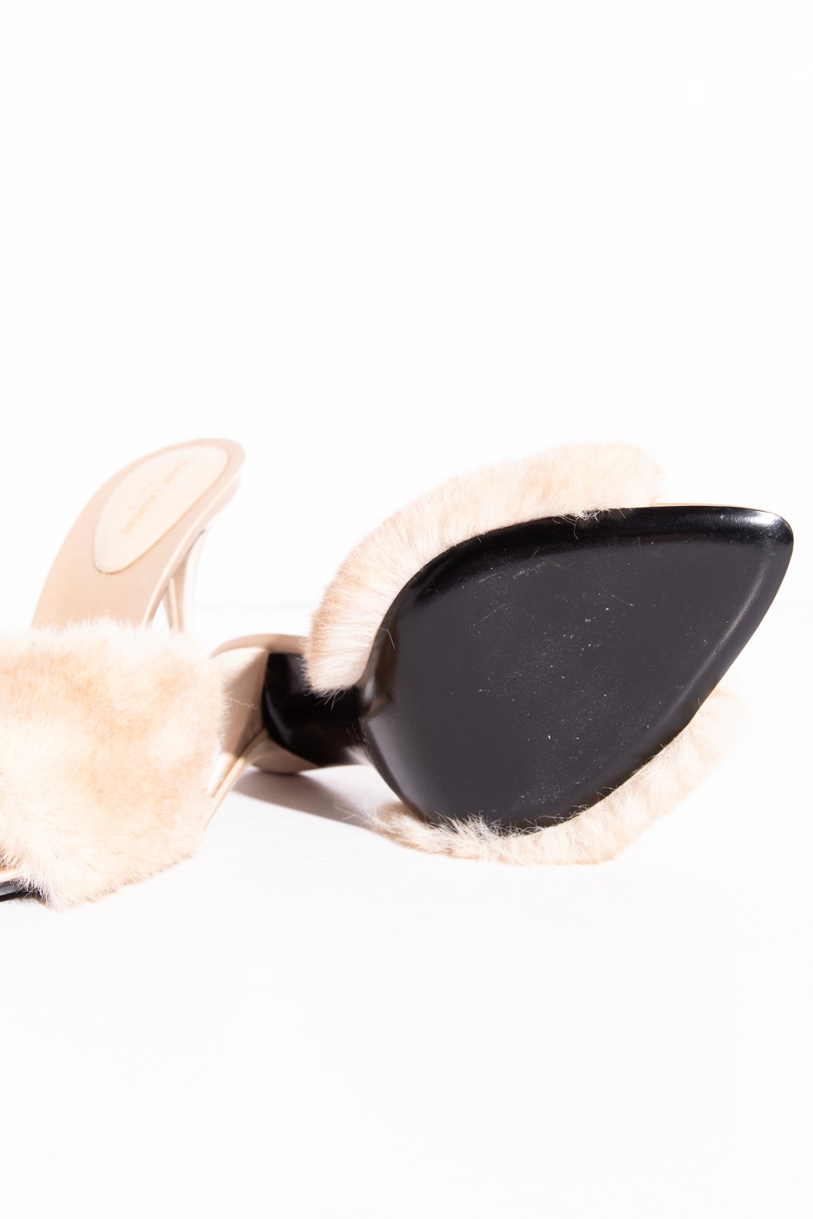 SAINT LAURENT Satin + Fur Pumps (Sz. 40)