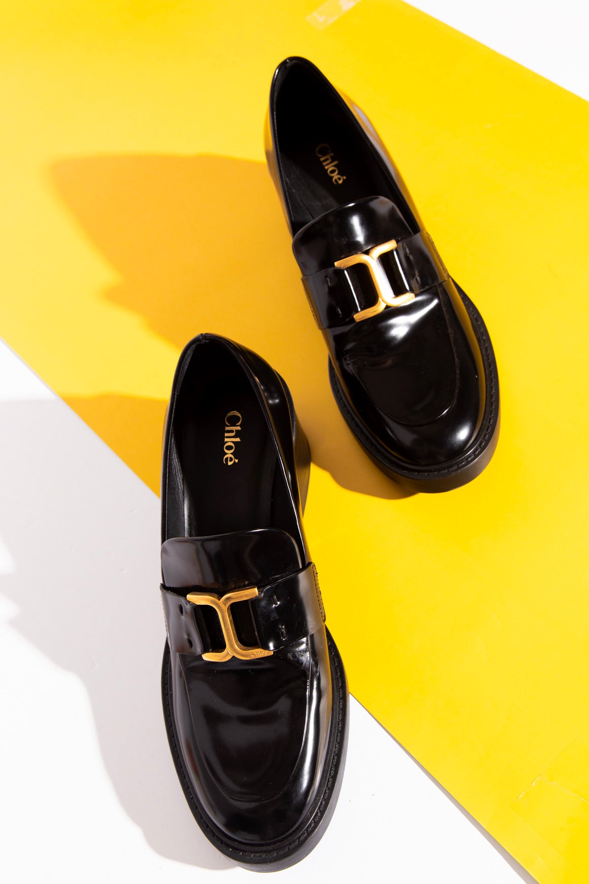 CHLOE Patent Leather Heeled Loafers (Sz. 39)