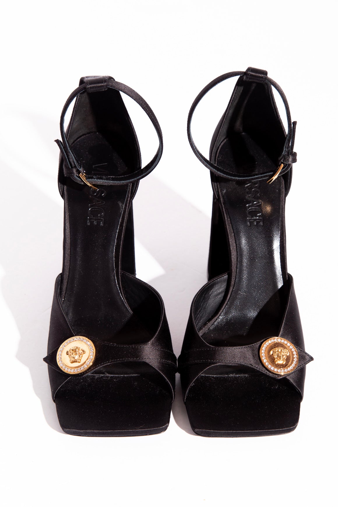 VERSACE Black Satin Heels (Sz. 39)